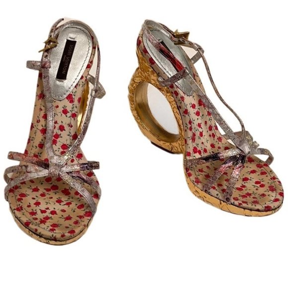 Louis Vuitton Floral Feerique Morganne Sandals Ring Heels Size 36 (US Size 6) - Picture 13 of 16